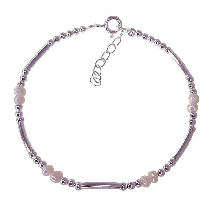Pulsera bolas y piezas de Plata de ley con Perlas Cultivadas