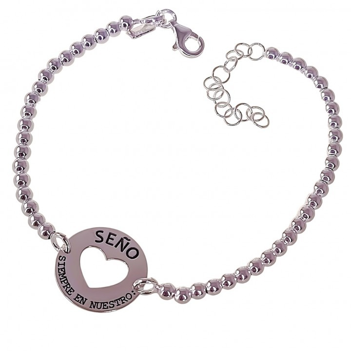 Pulsera seño bolas de Plata de ley 925 siempre en nuestro corazón