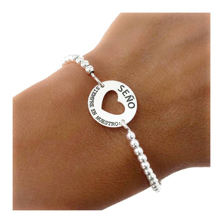 Pulsera seño bolas de Plata de ley 925 siempre en nuestro corazón 1