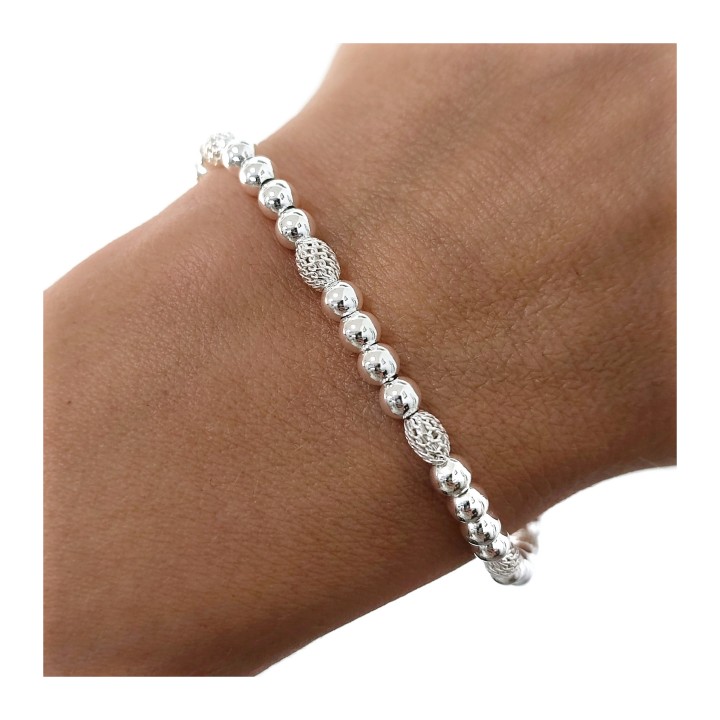 Pulsera bolas y toneles filigrana de Plata de ley 1