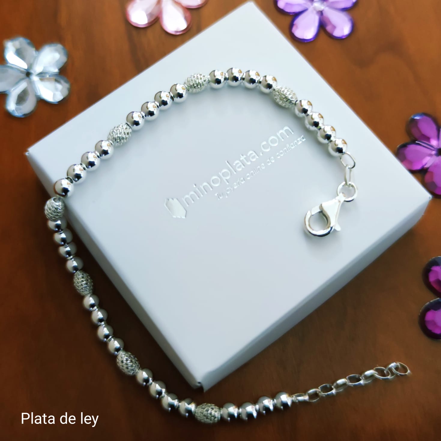 Pulsera bolas y toneles filigrana de Plata de ley 3