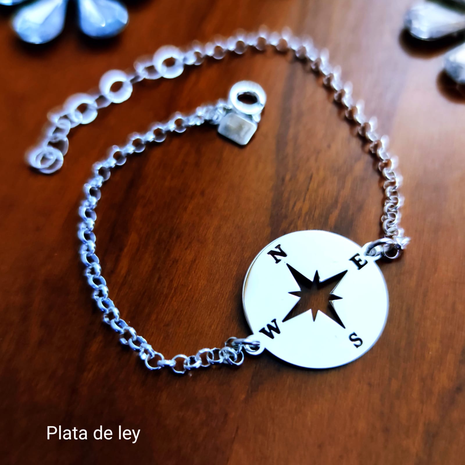 Pulsera brújula Rosa de los Vientos de Plata de ley 2