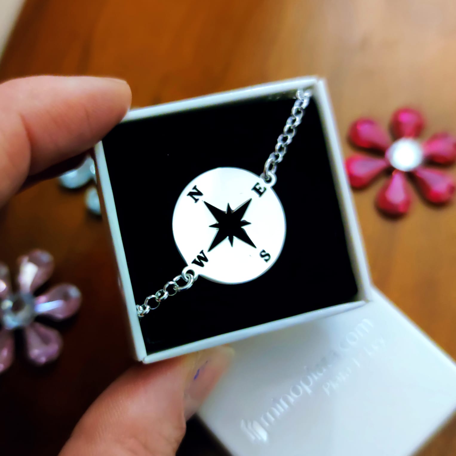 Pulsera brújula Rosa de los Vientos de Plata de ley 3