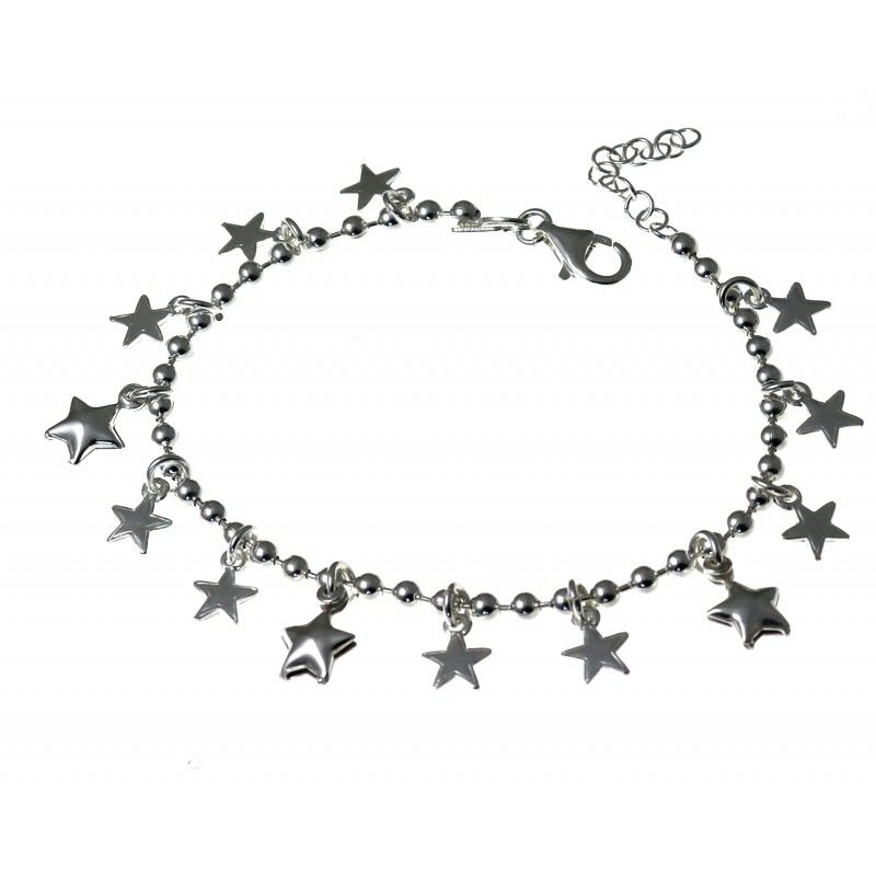 Pulsera bolas y estrellas de Plata de ley
