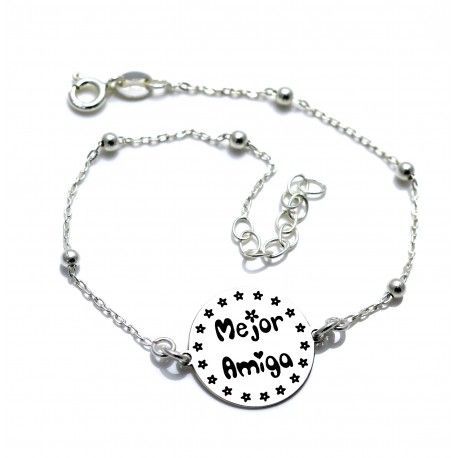 Pulsera de Plata cadena de bolitas para la 