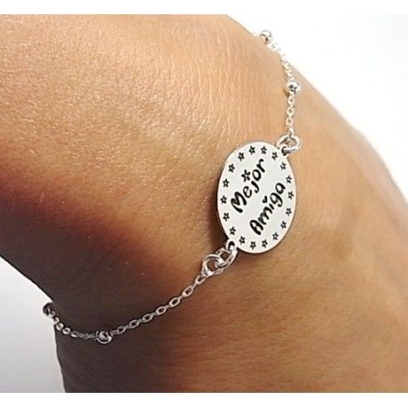 Pulsera de Plata cadena de bolitas para la 