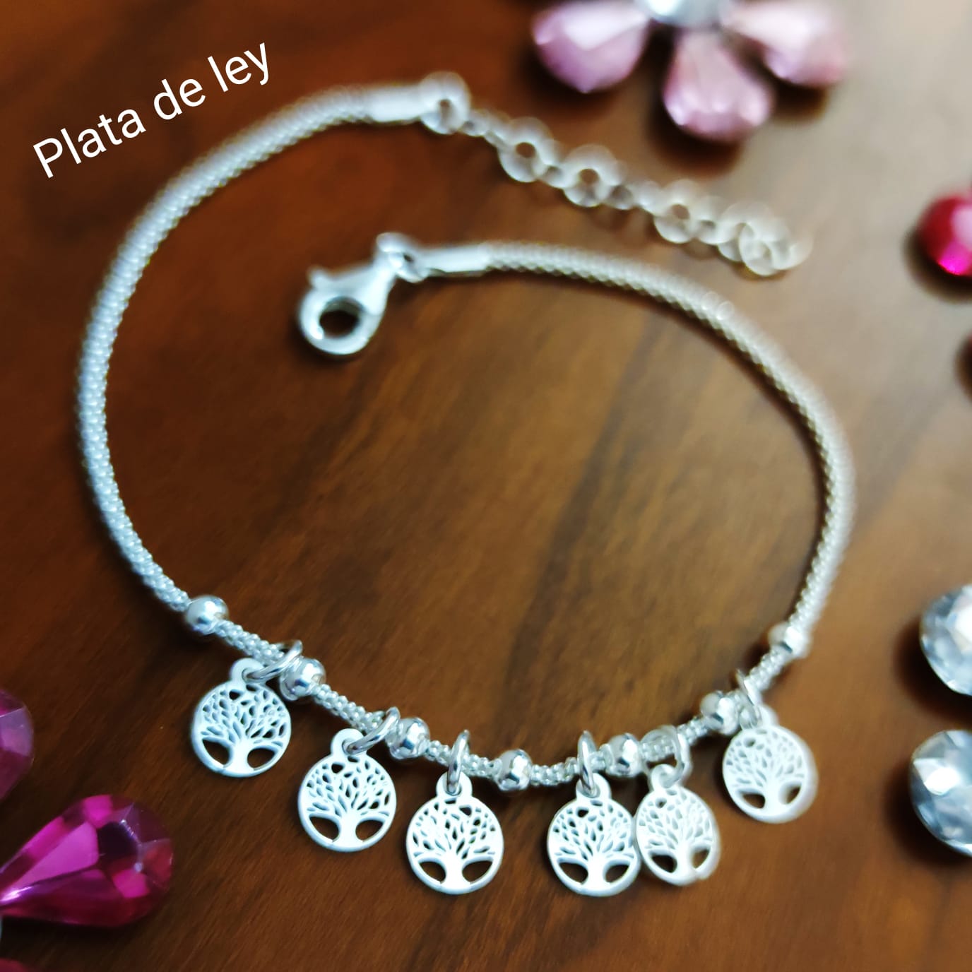 Pulsera árboles de la vida colgantes de Plata de ley 3
