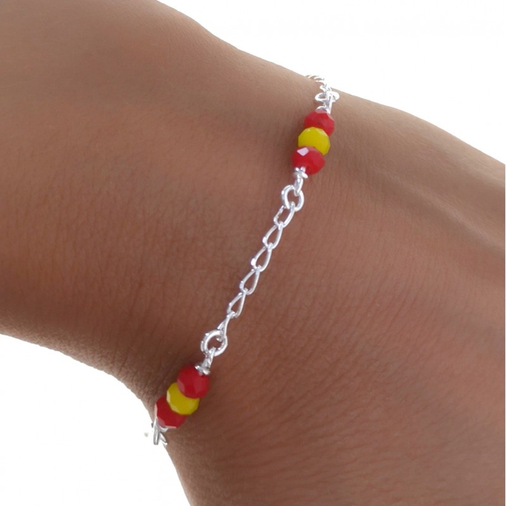 Pulsera de Plata de ley con piedras bandera de España_1