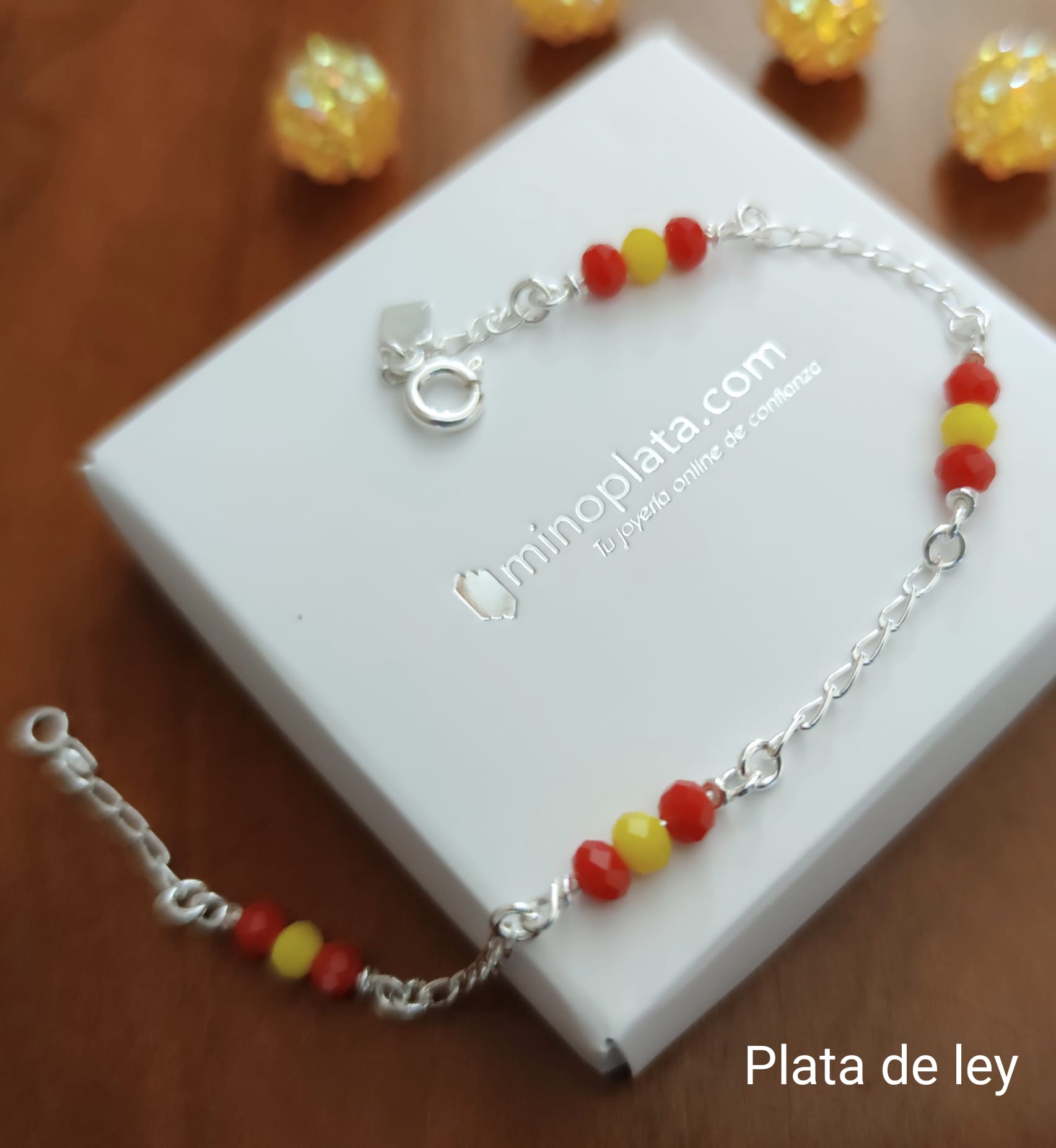 Pulsera de Plata de ley con piedras bandera de España 3