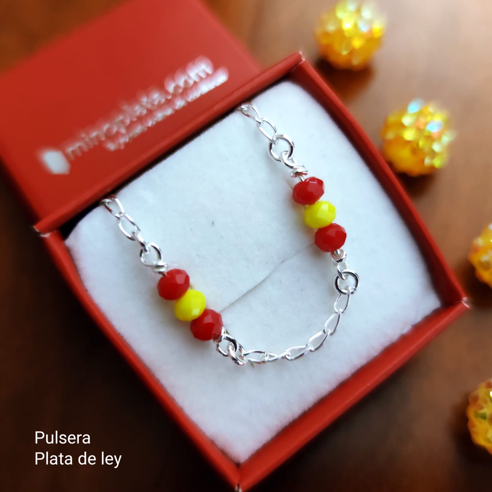 Pulsera de Plata de ley con piedras bandera de España 4