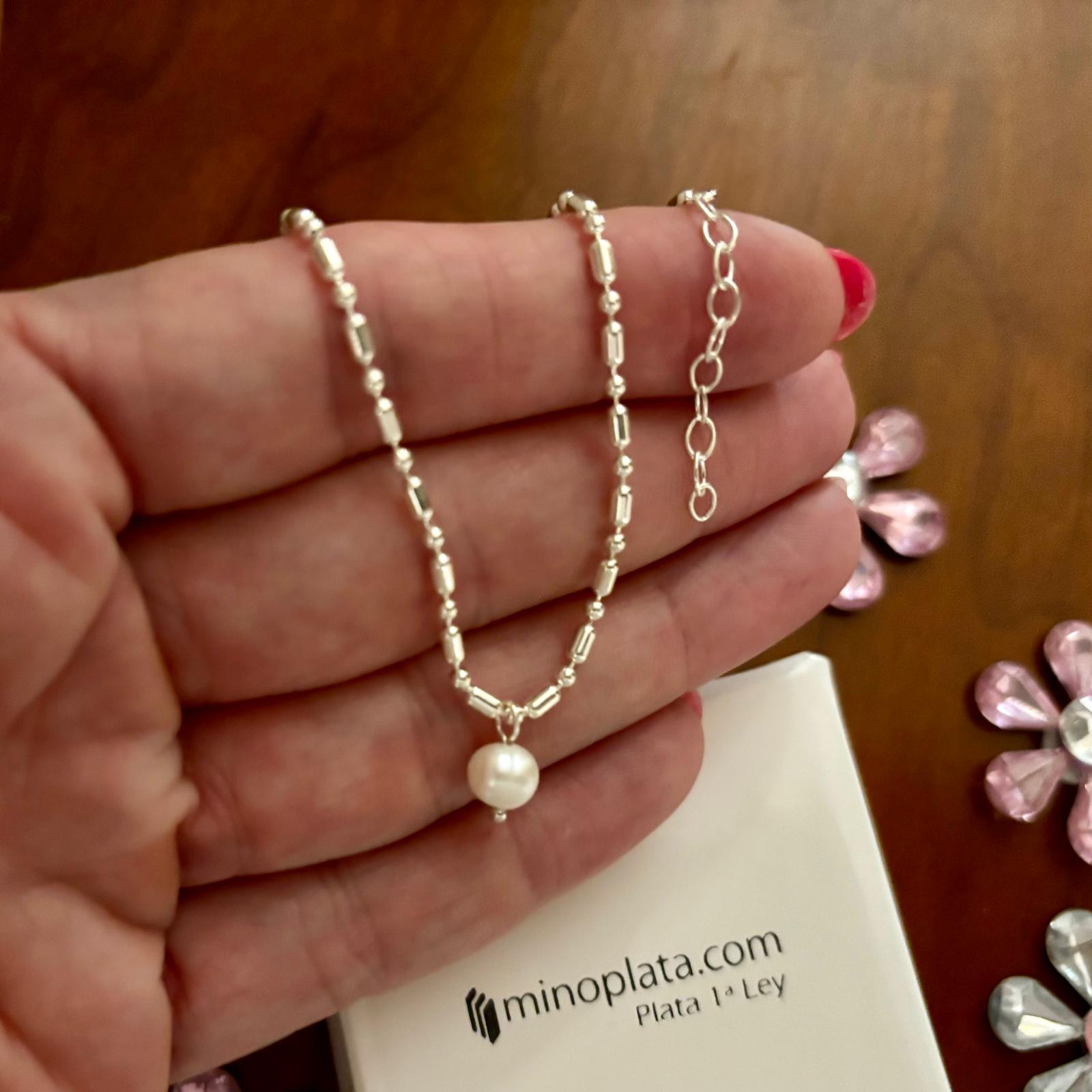 Pulsera de Plata de ley con Perla colgante