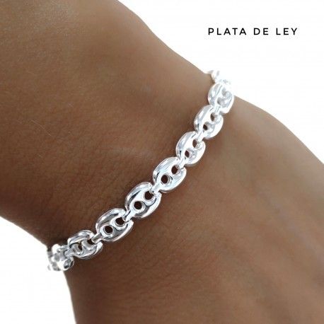 Pulsera eslabones calabrote pequeños de Plata de ley 1
