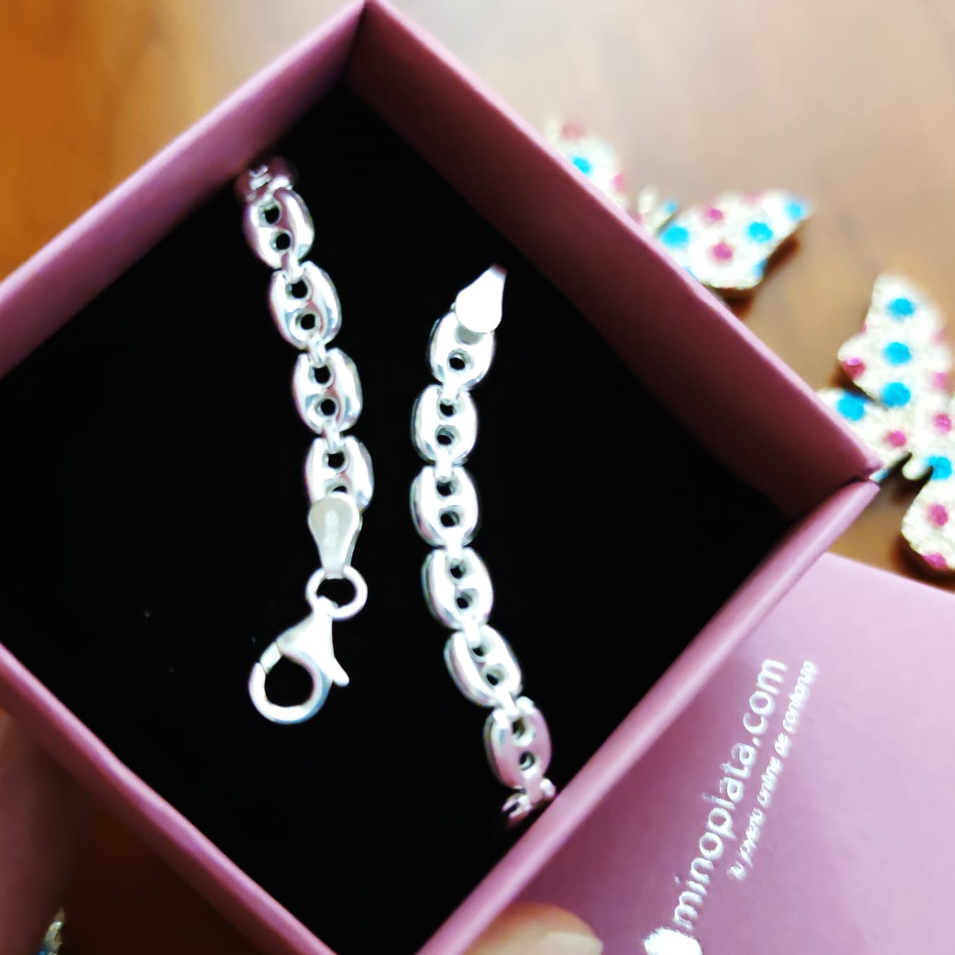 Pulsera eslabones calabrote pequeños de Plata de ley 4