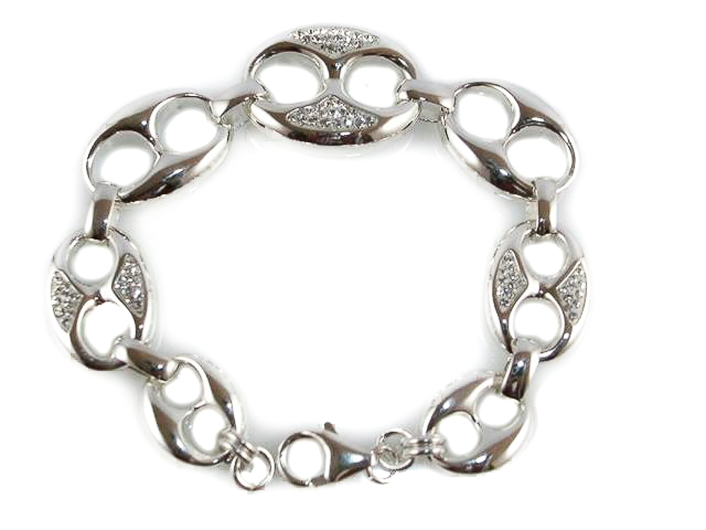 Pulsera Calabrote de Plata de ley con Circonitas blancas