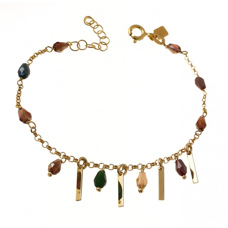 Pulsera de mujer en Plata chapada barras y piedras colores