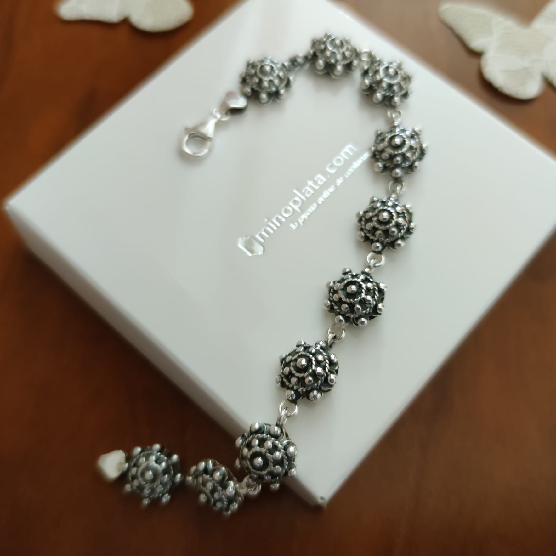 Pulsera de Plata Charro con mosqueton 3