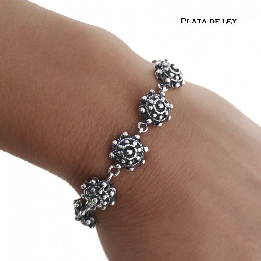 Pulsera de Plata Charro con mosqueton 4