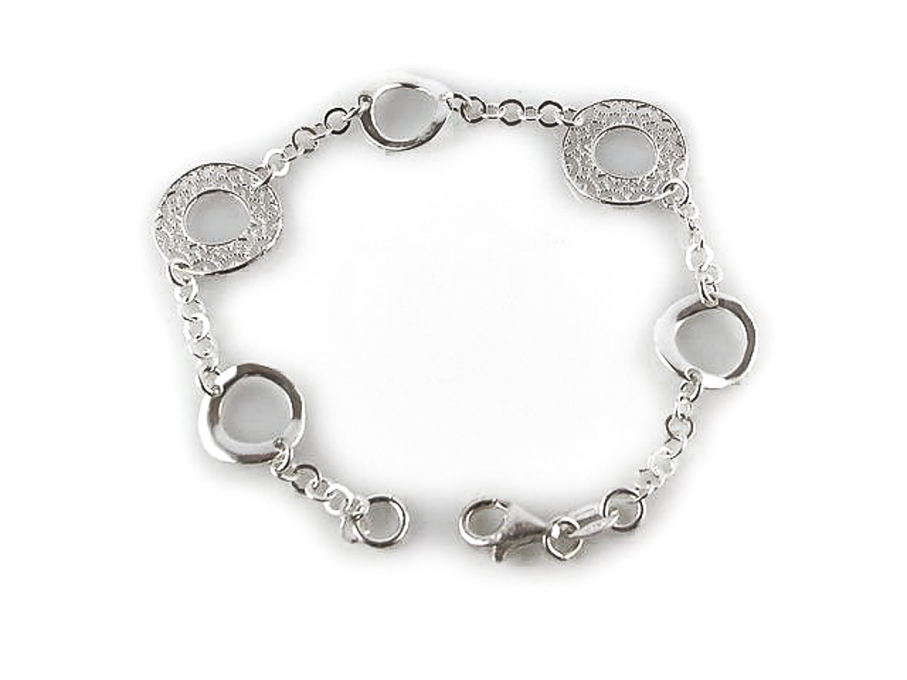 Pulsera calada circulos de Plata de ley