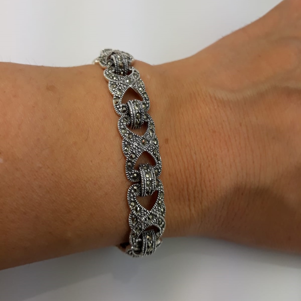Pulsera de Plata de ley vieja y Marquesitas_1