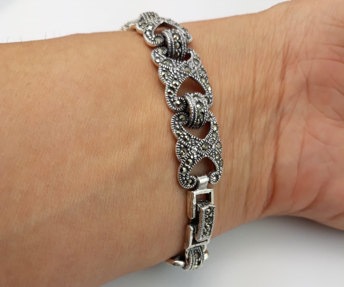 Pulsera de Plata de ley vieja y Marquesitas 3