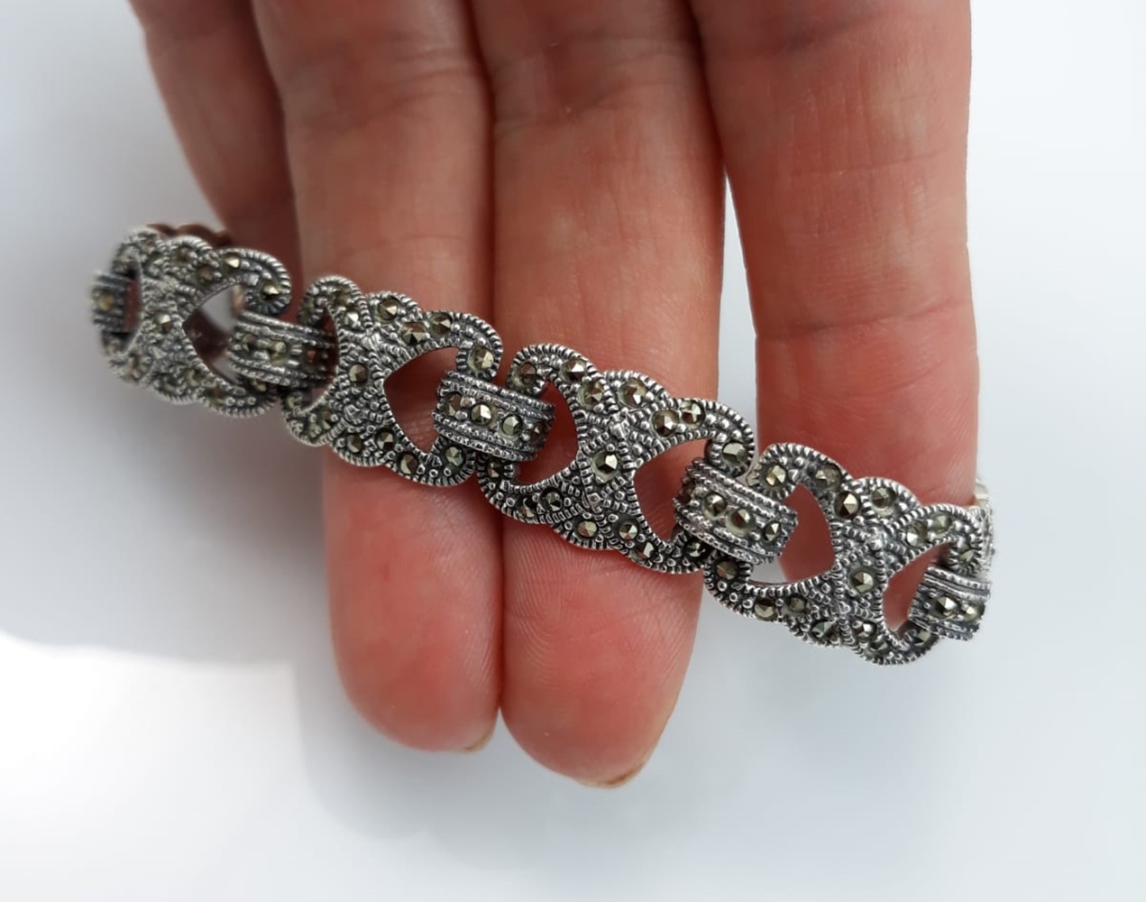 Pulsera de Plata de ley vieja y Marquesitas 4