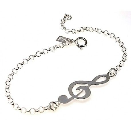 Pulsera clave de sol de Plata de ley