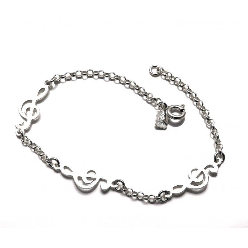 Pulsera de Plata de ley con figuras de la Clave de Sol