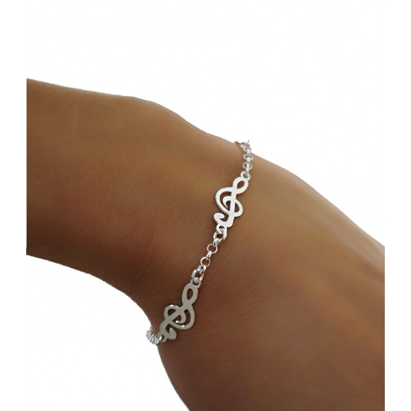 Pulsera de Plata de ley con figuras de la Clave de Sol 1