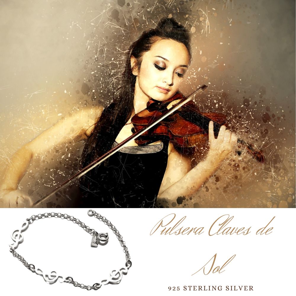 Pulsera de Plata de ley con figuras de la Clave de Sol 4
