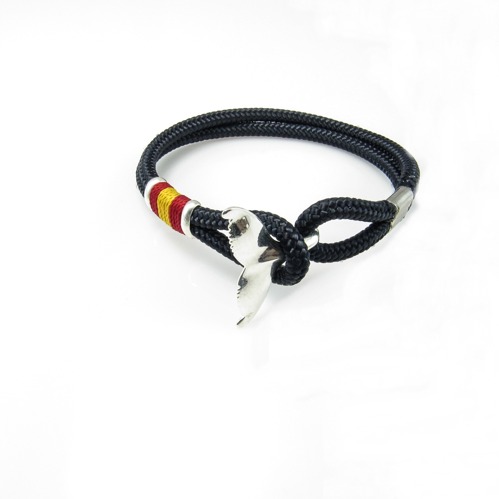 Pulsera marinera cola de ballena de Plata y bandera de España