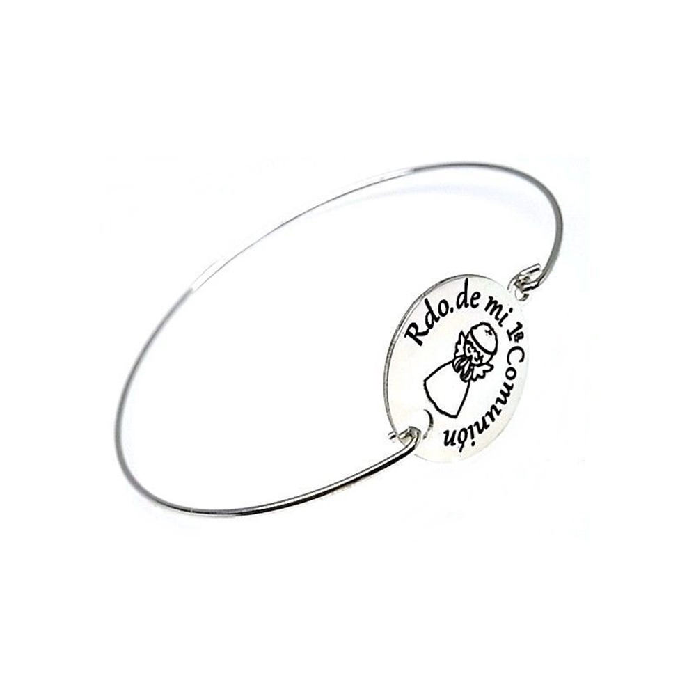 Pulsera rígida de Plata de ley para Primera Comunión