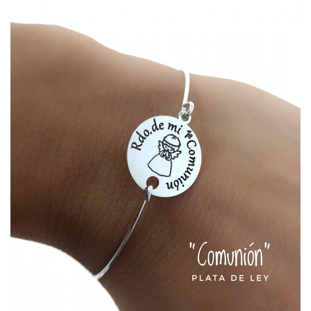 Pulsera rígida de Plata de ley para Primera Comunión 1