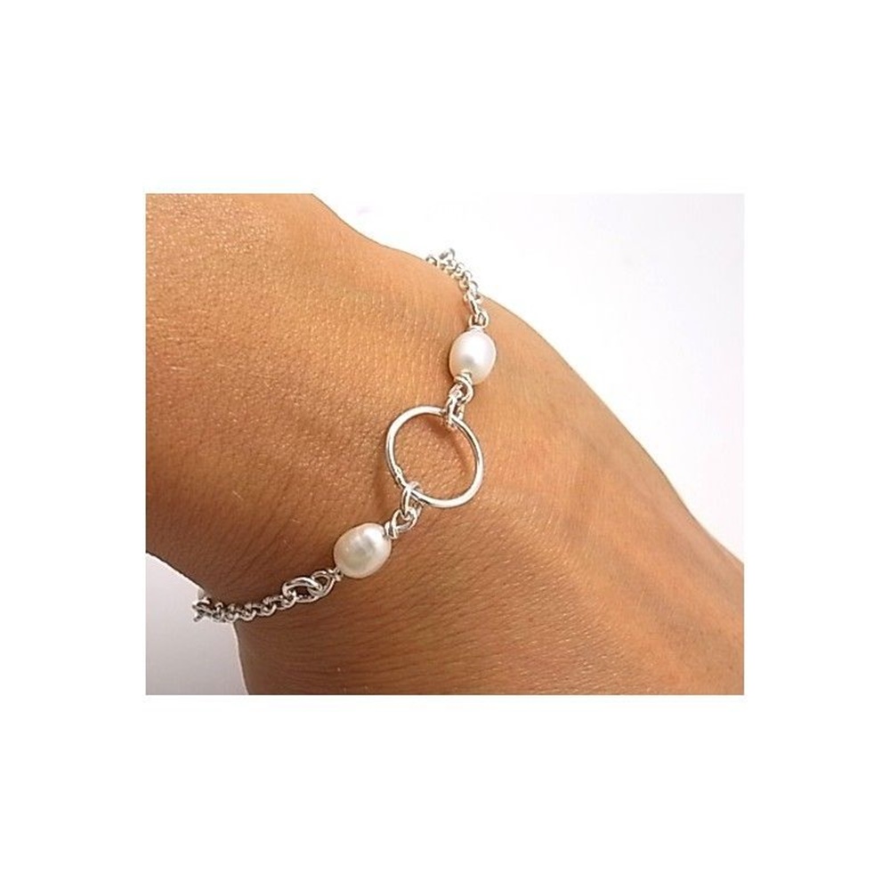 Pulsera de Comunión en Plata de ley con Perlas 2