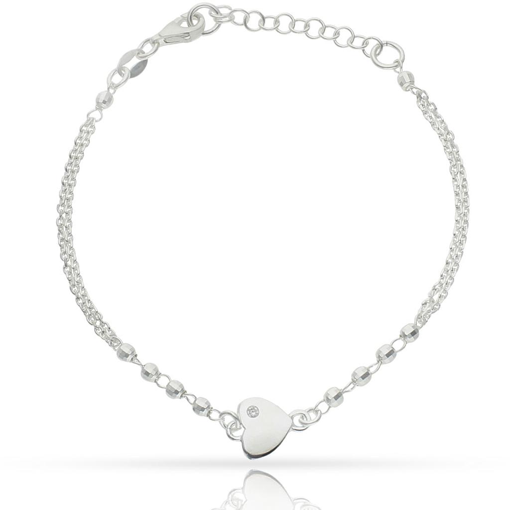 Pulsera bolas y corazón de Plata de ley
