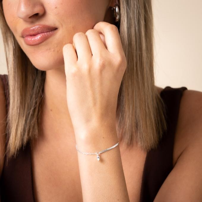 Pulsera corazón cadena serpiente y forzada de Plata de ley 925