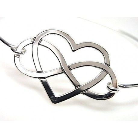 Pulsera rígida infinito y corazón de Plata 1
