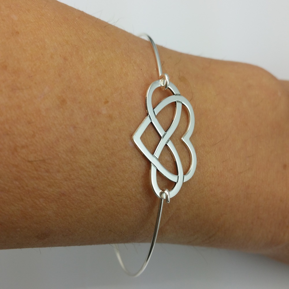 Pulsera rígida infinito y corazón de Plata 2