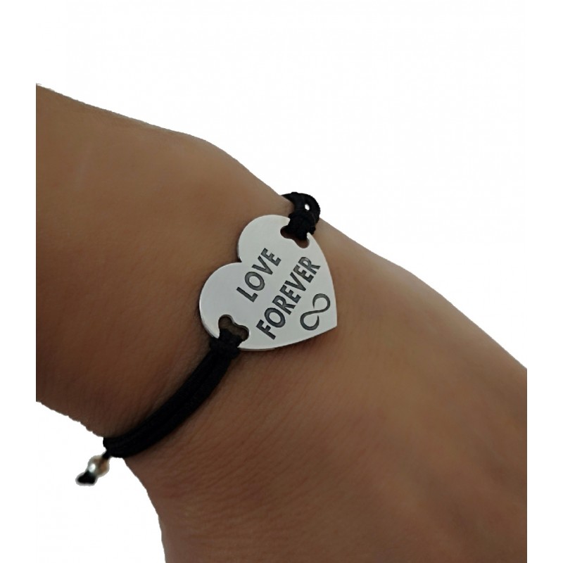 Pulsera elástica corazón de Plata 