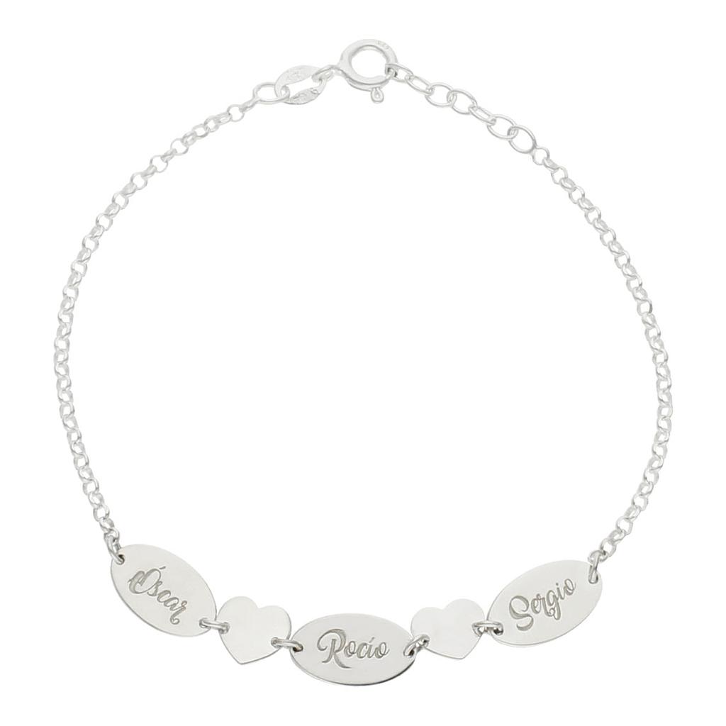 Pulsera corazones y motivos Personalizados de Plata de ley 925