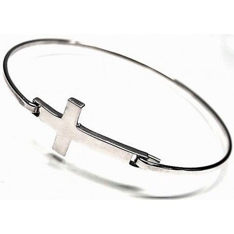 Pulsera cruz de Plata rígida