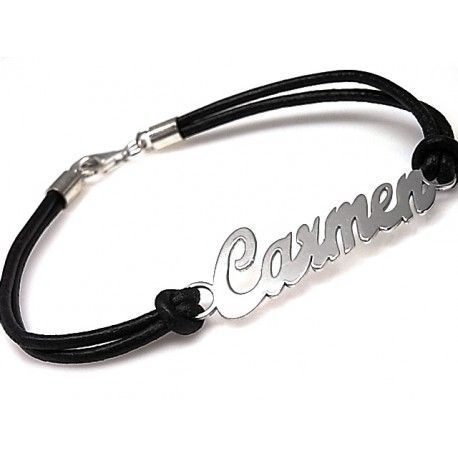 Pulsera de cuero con nombre de Plata
