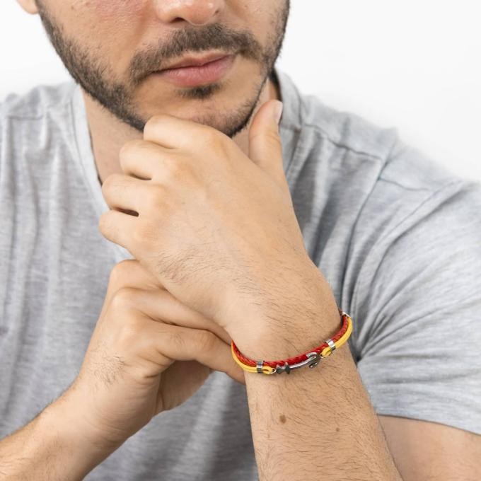 Pulsera España trenzada con ancla de Acero inoxidable