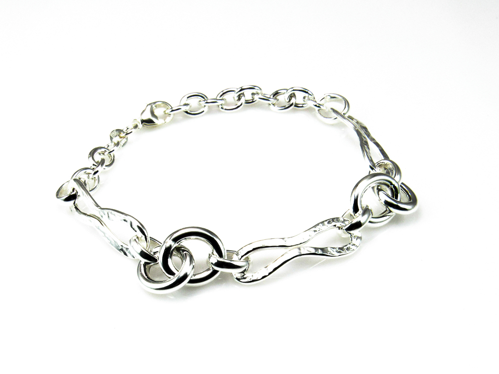 Pulsera de mujer en Plata de ley eslabones combinados