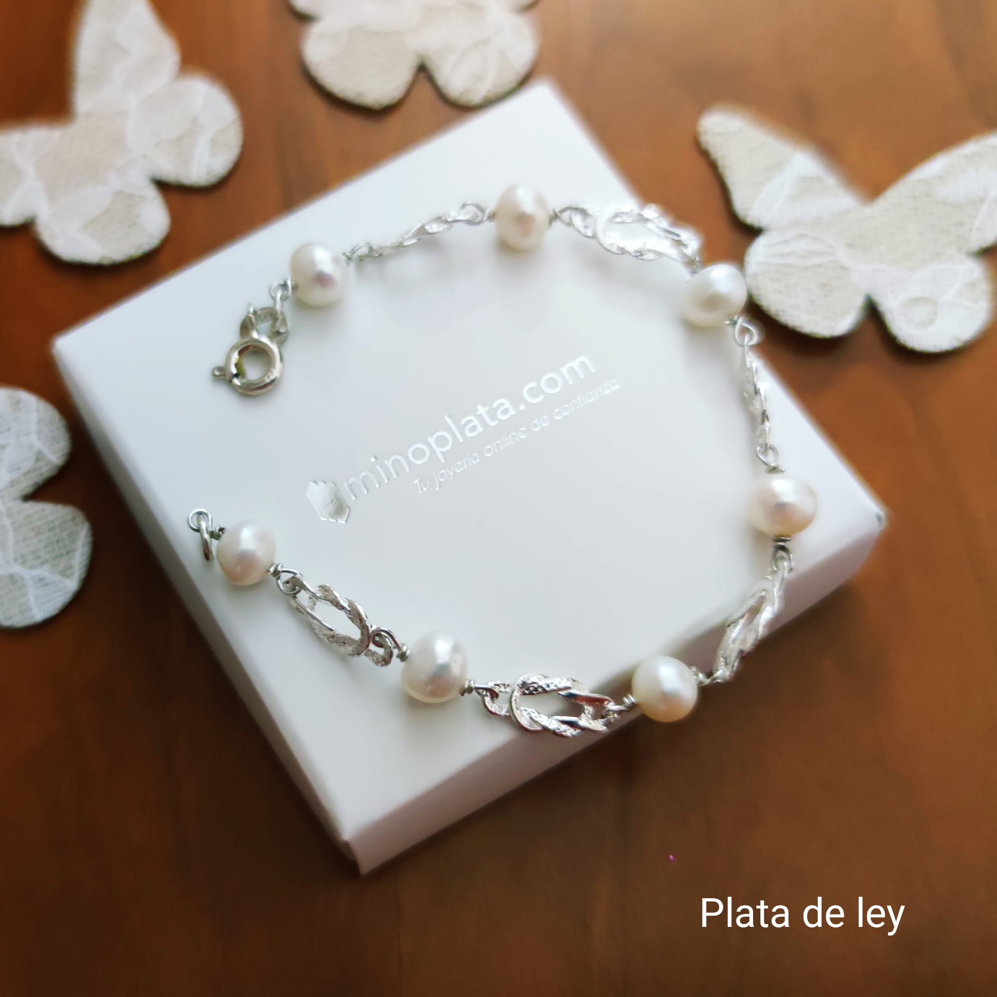 Pulsera Comunión de Plata de ley con Perlas para niña 1