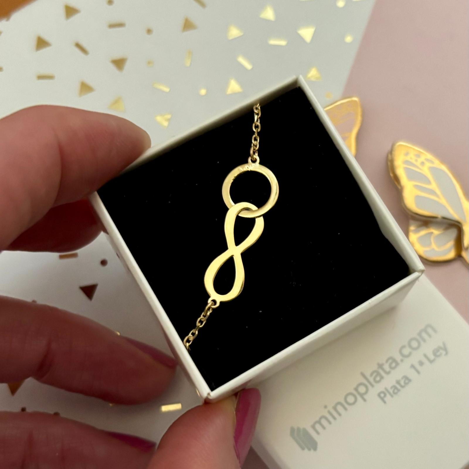 Pulsera Karma Infinito de Plata de ley chapada en Oro 1
