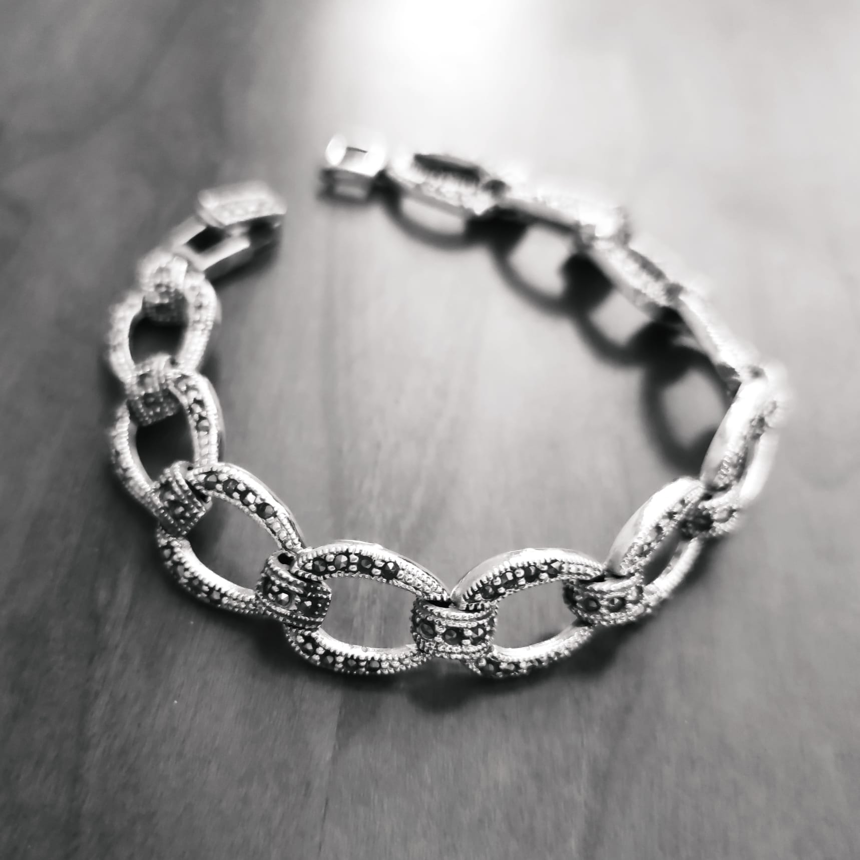 Pulsera de Plata de ley vieja con piedras Marcasitas 3