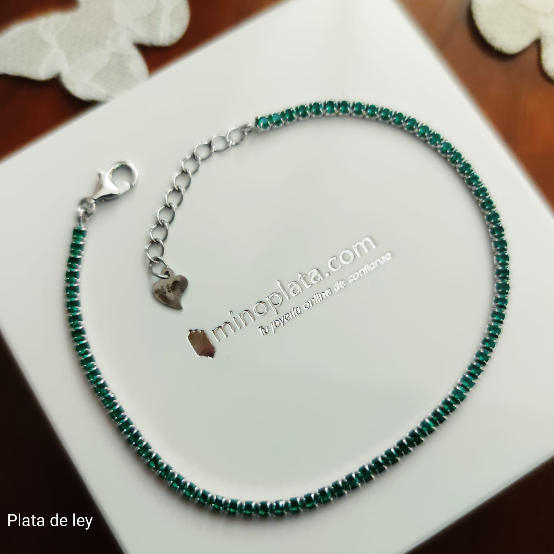 Pulsera de Plata de ley rodiada con Circonitas verdes tipo rivière 2