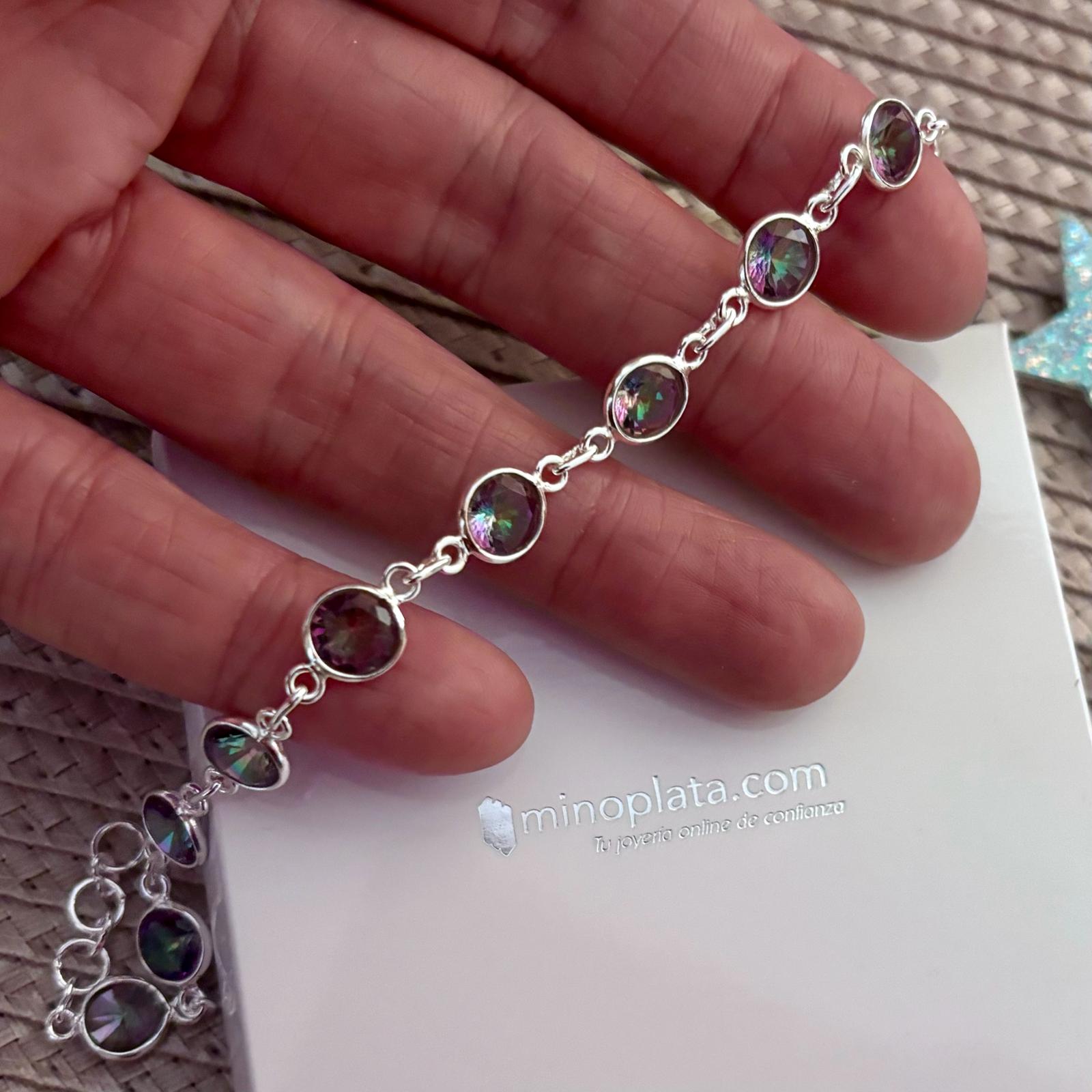 Pulsera de Plata de ley con piedra Topacio Místico piedra 7mm