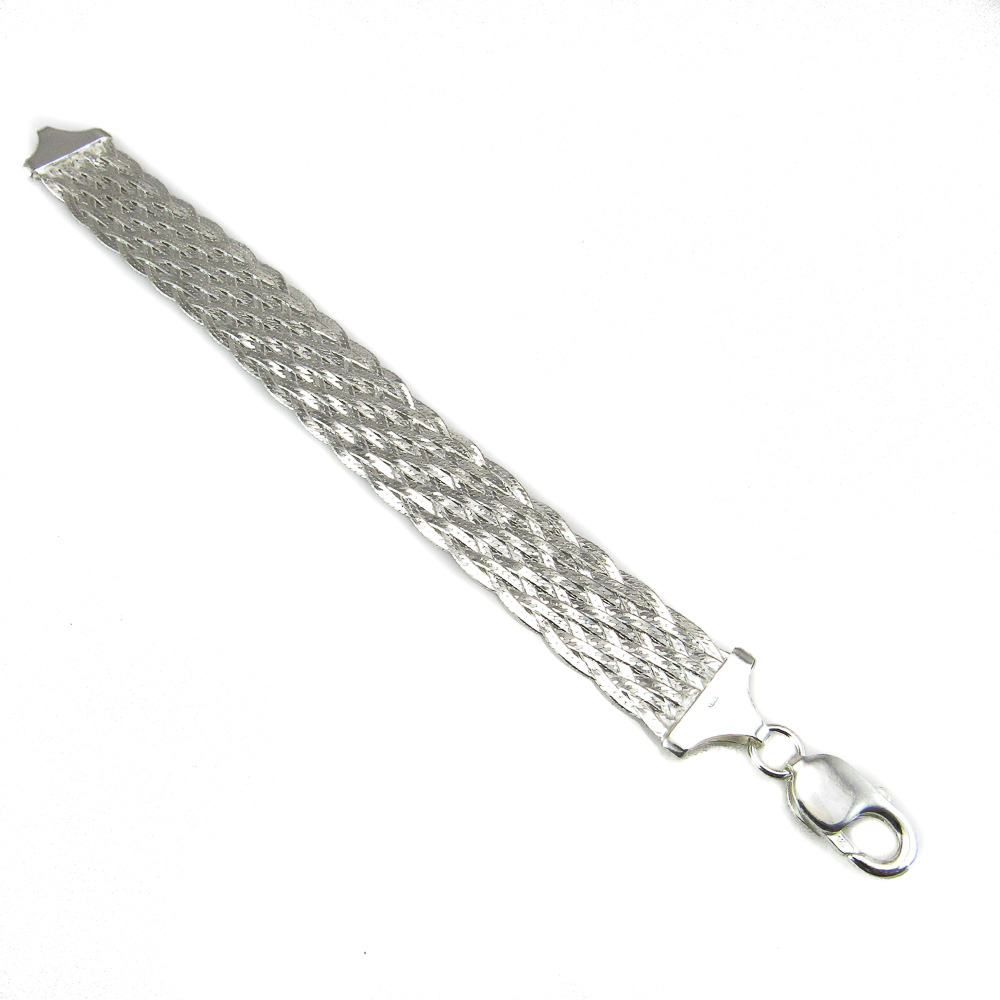 Pulsera ancha trenzada de Plata de ley