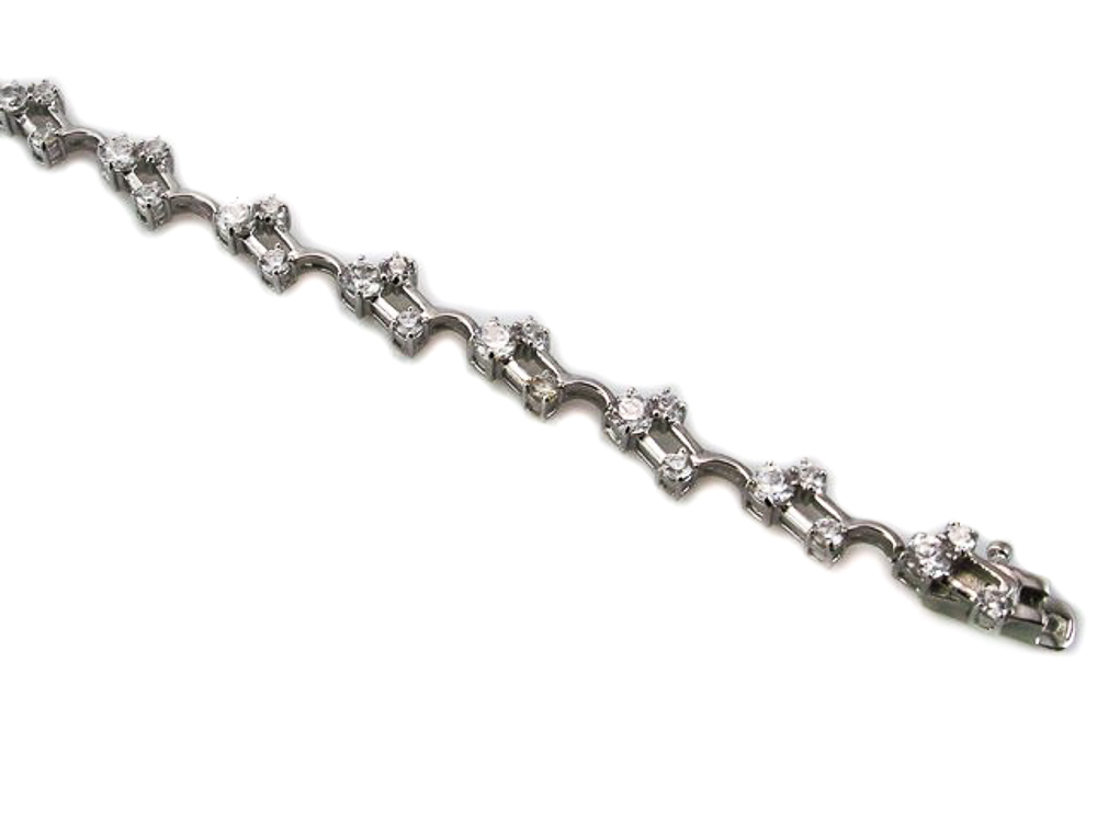 Pulsera chica de Plata rodiada y Circonitas blancas